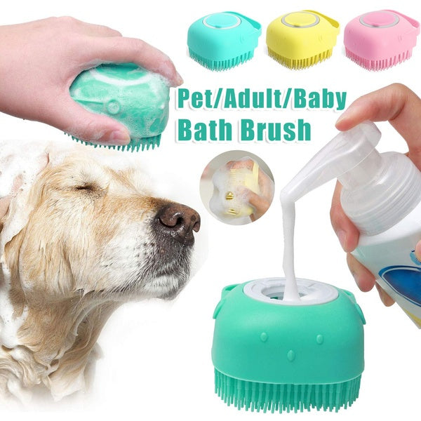 Silicone Pet Grooming Bath Gloves with Shampoo Dispenser