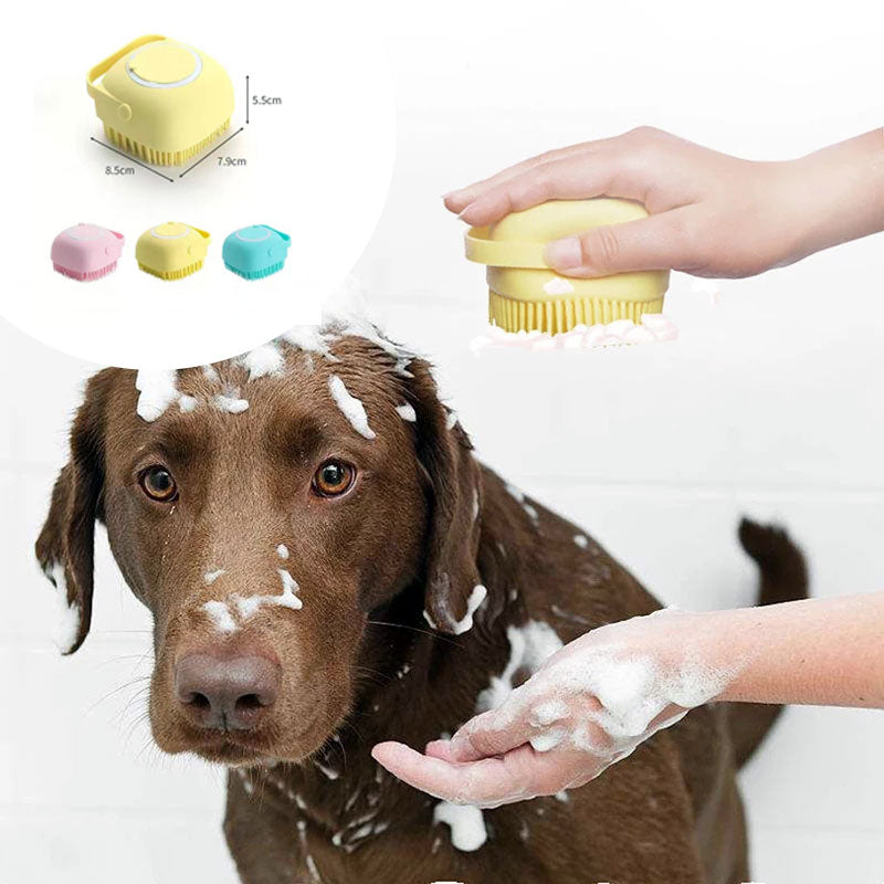 Silicone Pet Grooming Bath Gloves with Shampoo Dispenser