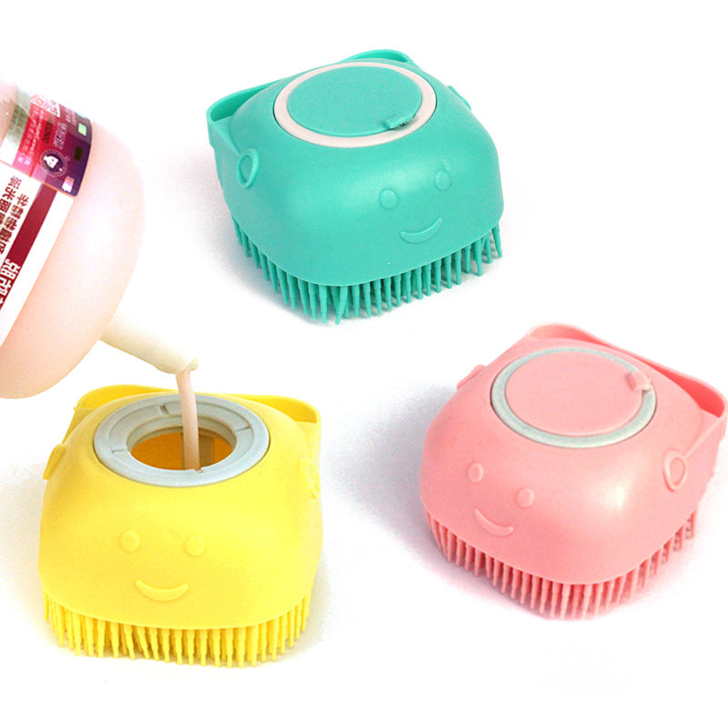 Silicone Pet Grooming Bath Gloves with Shampoo Dispenser